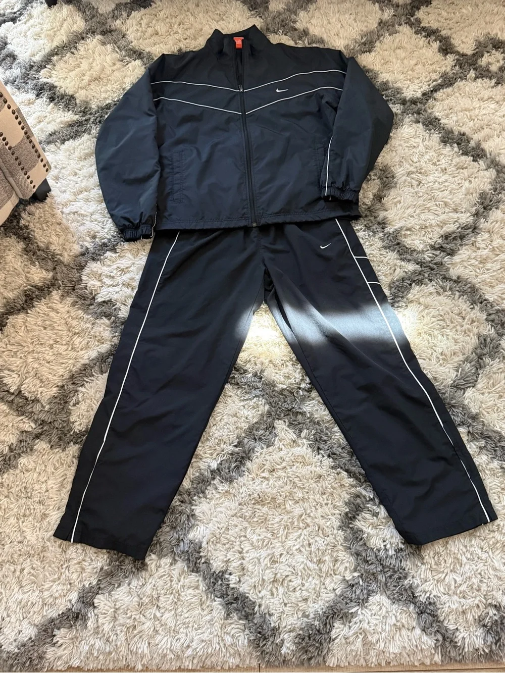 Men’s Vintage Y2K black Nike full-zip windbreaker track jacket and pants